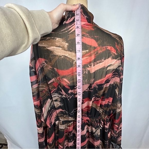 NEW EVRI Multicolor Black Fit & Flare Midi Dress with Bow Tie Plus Size 3X - Picture 10 of 17